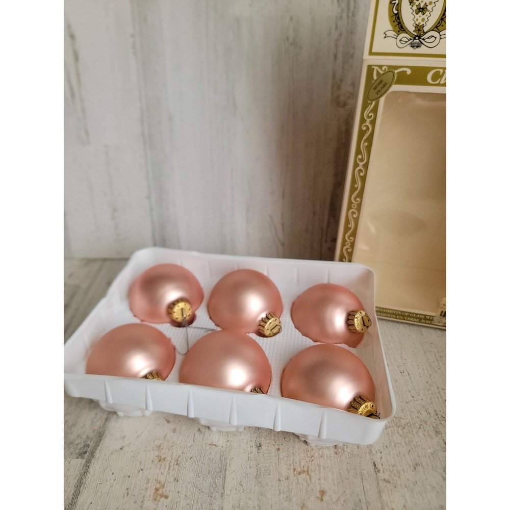 Krebs pink vintage 2 inch glass ornament box set Xmas set unique home decor